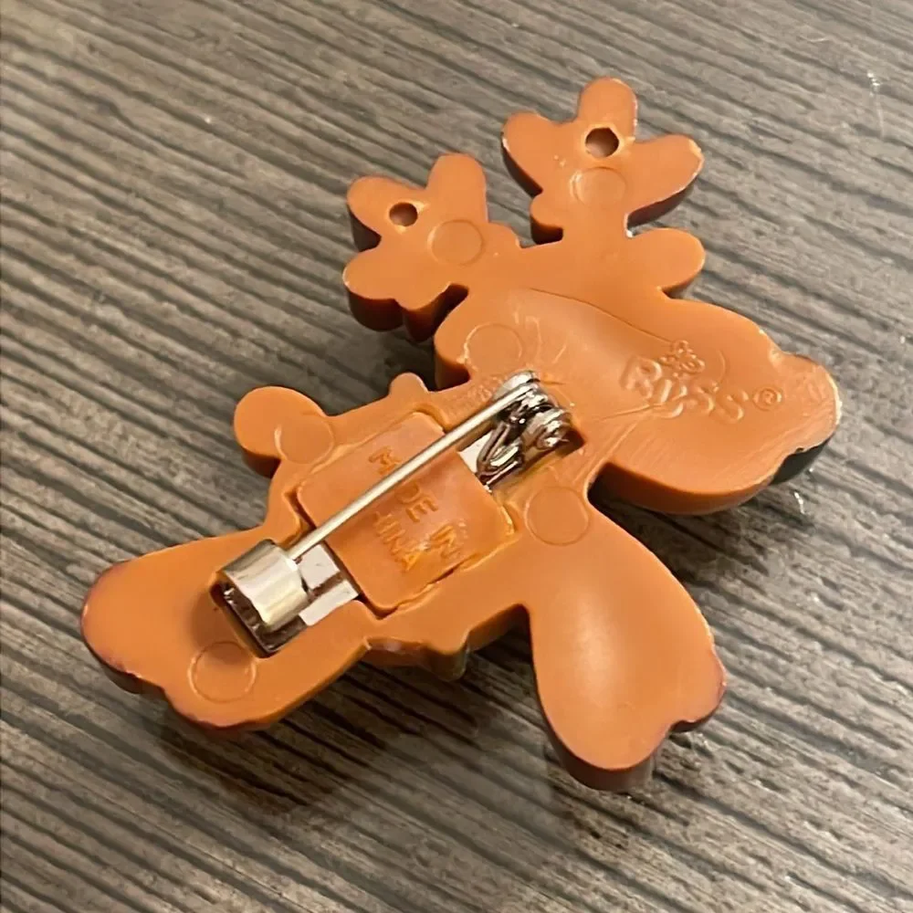Vintage Russ Brown Reindeer Brooch - Christmas Brooch Holiday Pin